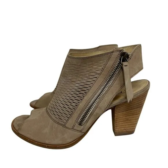 Paul Green Cayanne Leather Peep Toe Sandal Stone Tan Bootie Size UK 5 US 7.5