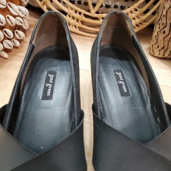 Paul Green Daniella Women 11 Criss Cross Strap Wedges Pumps Leather Black Career