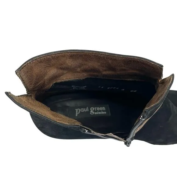 PAUL GREEN KARLA BLACK NUBUCK LEATHER HEELED ANKLE BOOTS/BOOTIES.