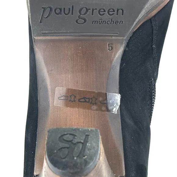PAUL GREEN KARLA BLACK NUBUCK LEATHER HEELED ANKLE BOOTS/BOOTIES.