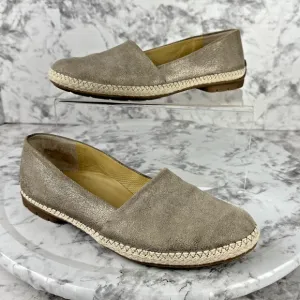 Paul Green Lori Espadrille Loafer Woven Flats Metallic Taupe Leather 7 US 4.5 UK
