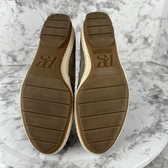Paul Green Lori Espadrille Loafer Woven Flats Metallic Taupe Leather 7 US 4.5 UK