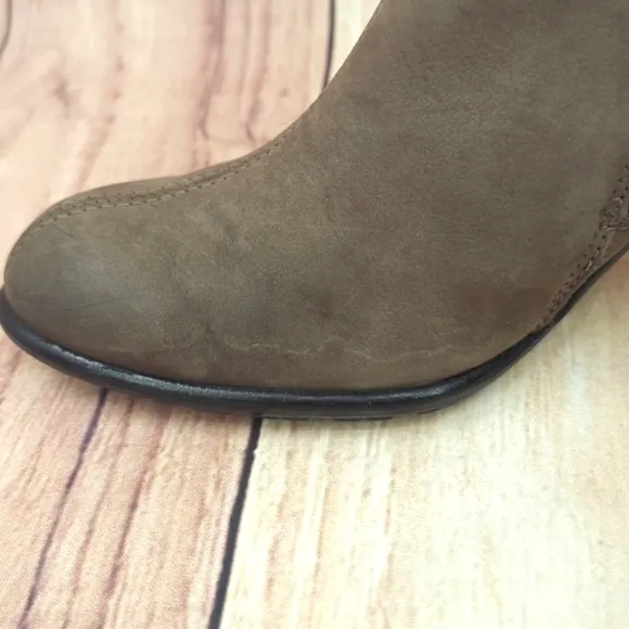 Paul Green Taupe Nubuck Heeled Boots Foldover Style US 6.5/UK 4