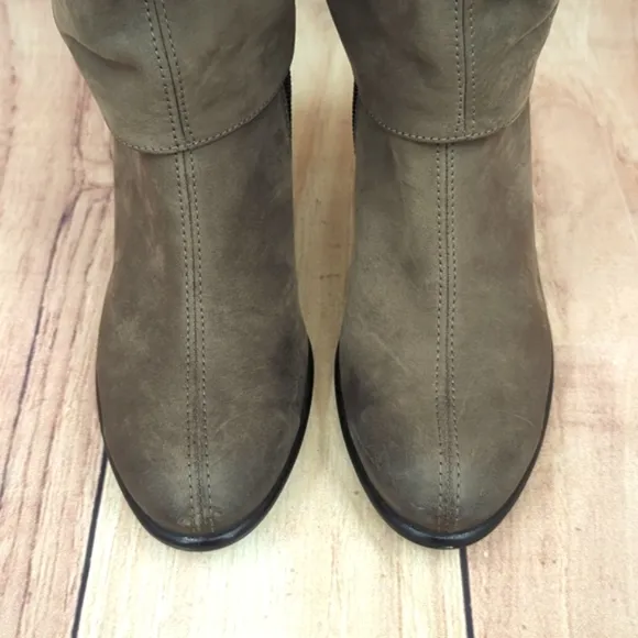 Paul Green Taupe Nubuck Heeled Boots Foldover Style US 6.5/UK 4
