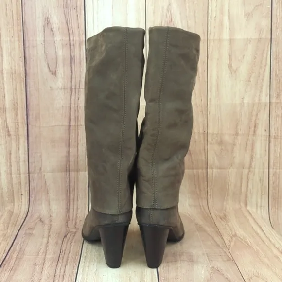 Paul Green Taupe Nubuck Heeled Boots Foldover Style US 6.5/UK 4