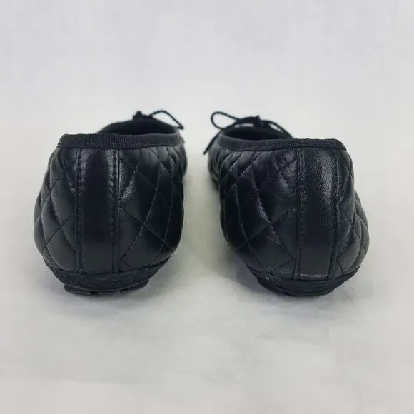 Paul Mayer Attitudes Ballet Flat Women 7.5B Patent Leather Quilted Black Cap Toe