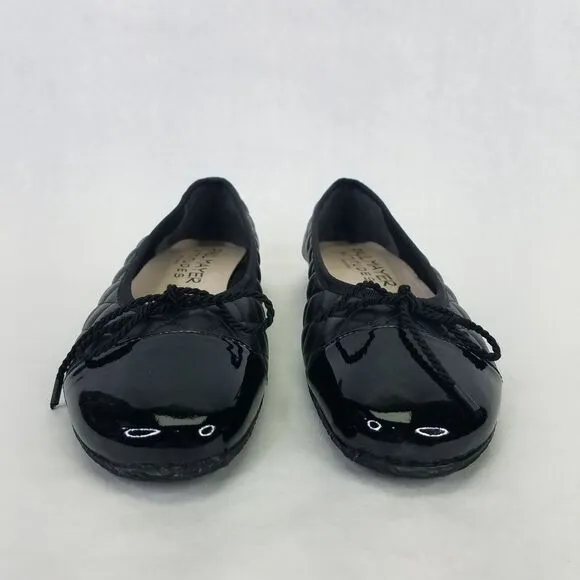 Paul Mayer Attitudes Ballet Flat Women 7.5B Patent Leather Quilted Black Cap Toe