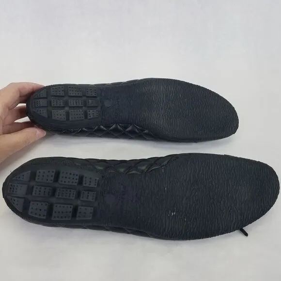 Paul Mayer Attitudes Ballet Flat Women 7.5B Patent Leather Quilted Black Cap Toe