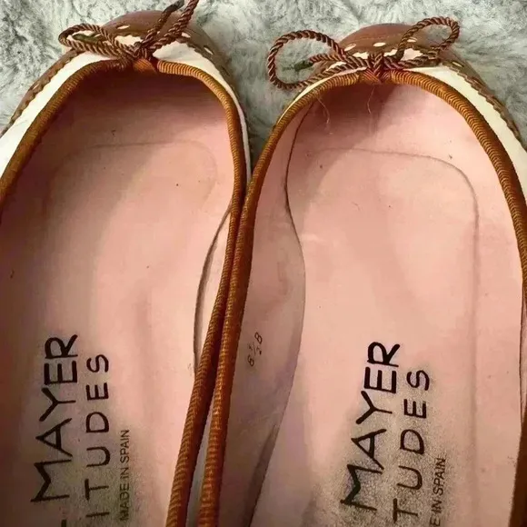 Paul Mayer Oxford Leather Ballet Flats Size 8.5 Preppy Office Saddle Casual
