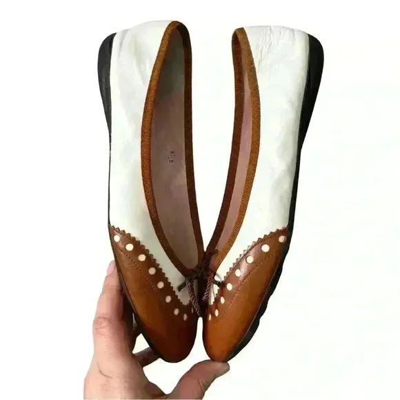 Paul Mayer Oxford Leather Ballet Flats Size 8.5 Preppy Office Saddle Casual