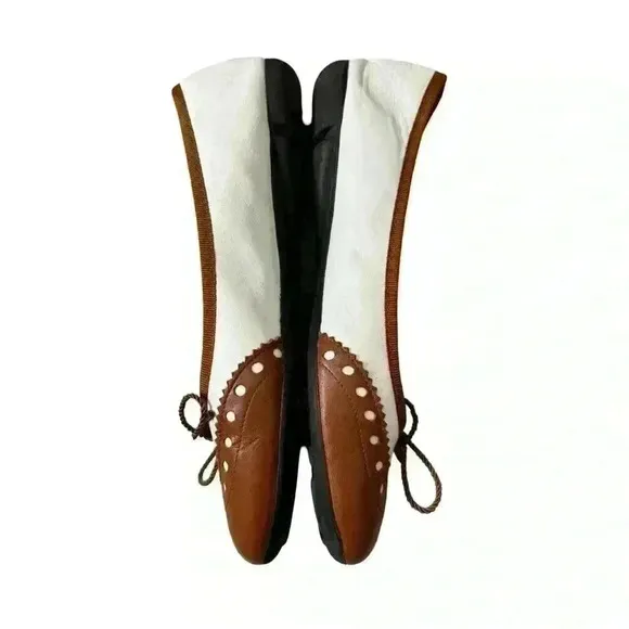 Paul Mayer Oxford Leather Ballet Flats Size 8.5 Preppy Office Saddle Casual