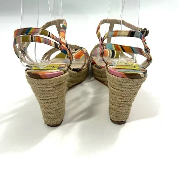 PAUL SMITH Multicolor Colorful Espadrille Wedge Sandal Women's Size EU 37