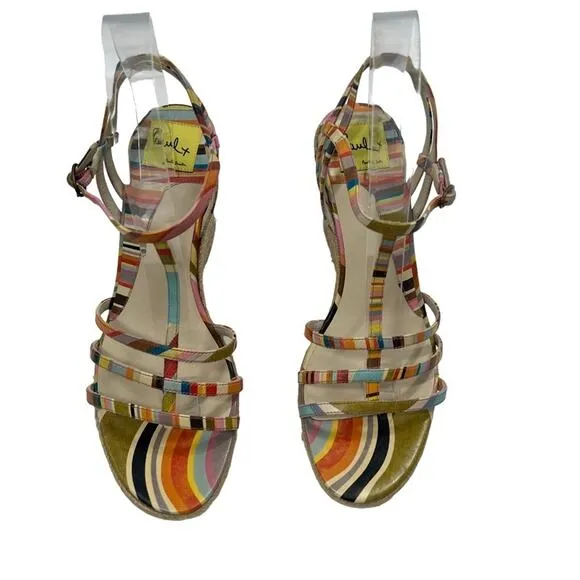 PAUL SMITH Multicolor Colorful Espadrille Wedge Sandal Women's Size EU 37