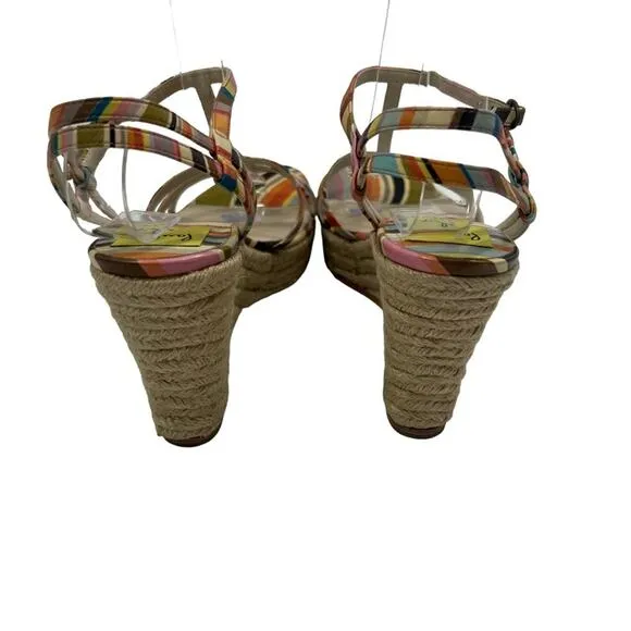 PAUL SMITH Multicolor Colorful Espadrille Wedge Sandal Women's Size EU 37