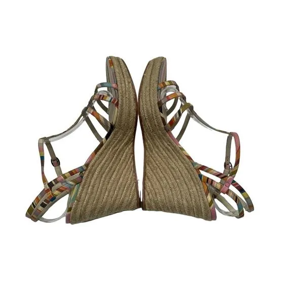 PAUL SMITH Multicolor Colorful Espadrille Wedge Sandal Women's Size EU 37