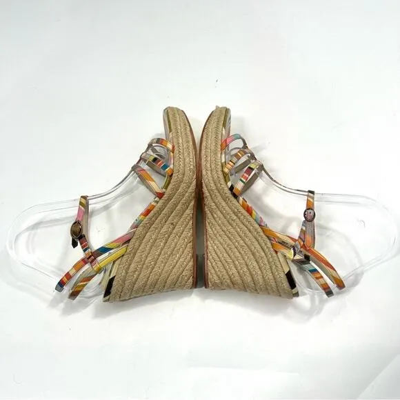 PAUL SMITH Multicolor Colorful Espadrille Wedge Sandal Women's Size EU 37