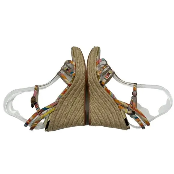 PAUL SMITH Multicolor Colorful Espadrille Wedge Sandal Women's Size EU 37