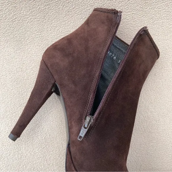 Pedro Garcia Brown Suede Heeled Ankle Booties/Boots-Women’s 7.5-Classic-Formal