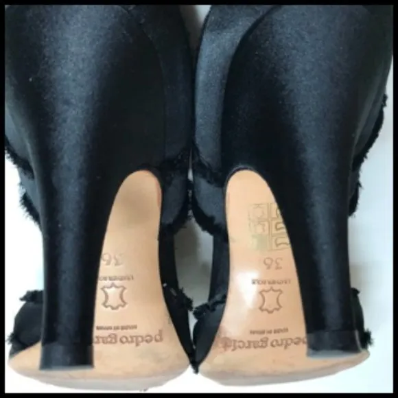 Pedro Garcia Leather D'Orsay Frayed Satin &amp; Crystals Made in Spain Size 36