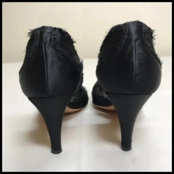 Pedro Garcia Leather D'Orsay Frayed Satin &amp; Crystals Made in Spain Size 36