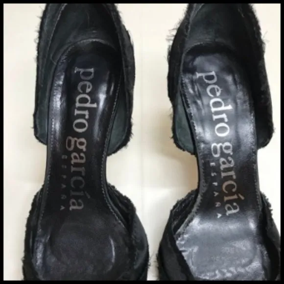 Pedro Garcia Leather D'Orsay Frayed Satin &amp; Crystals Made in Spain Size 36