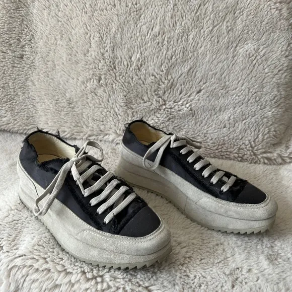 Pedro Garcia Platform Sneakers Satin Suede Orella Sneaker Size 38 Off Black