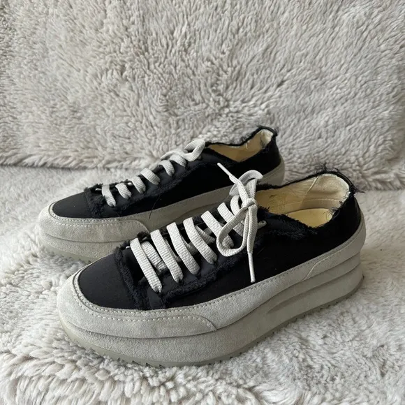 Pedro Garcia Platform Sneakers Satin Suede Orella Sneaker Size 38 Off Black