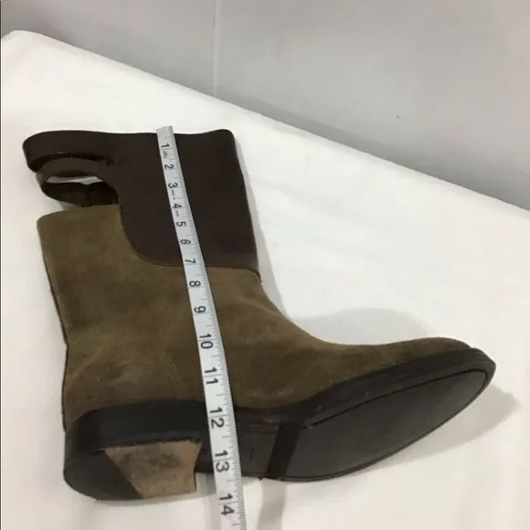 Pedro Garcia Brown Knee High Riding Boots Suede &amp; Leather Cutout Buckled Size 41