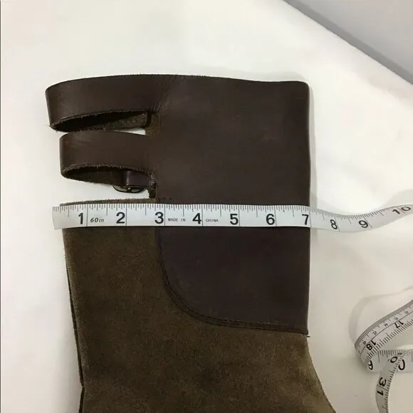 Pedro Garcia Brown Knee High Riding Boots Suede &amp; Leather Cutout Buckled Size 41