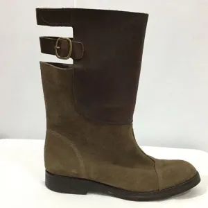 Pedro Garcia Brown Knee High Riding Boots Suede &amp; Leather Cutout Buckled Size 41