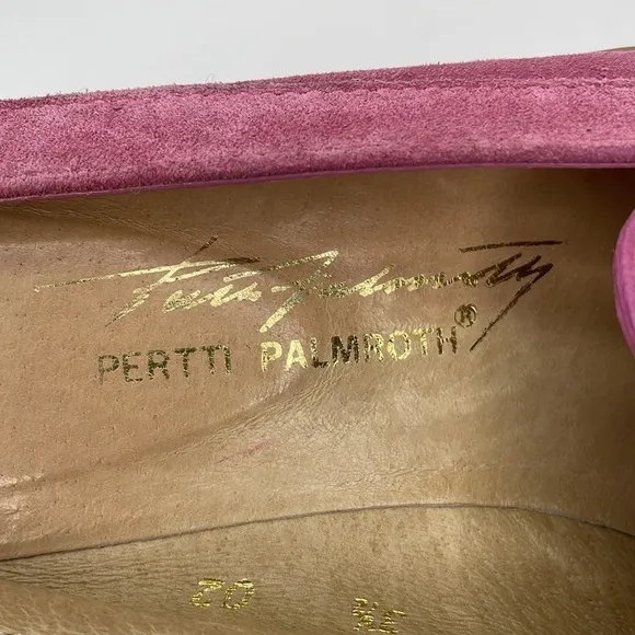 Pertti Palmroth Flats Women's 8 Pink Leather Slide On Loafer Shoe