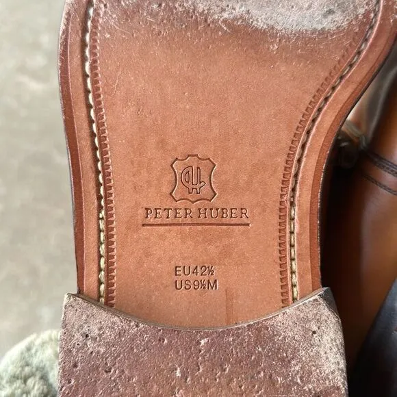 Peter Huber Dress Shoes Brown Leather Men’s Size 9.5