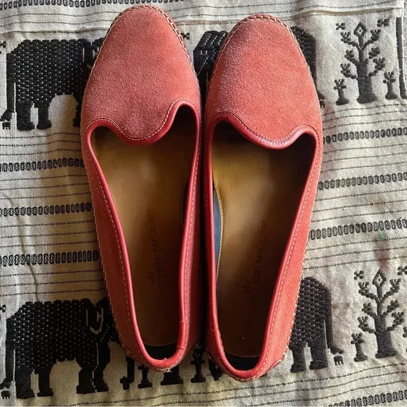 Peter Millar Driving moccasins watermelon suede and leather 9