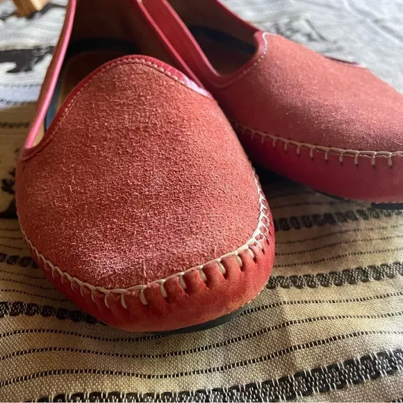 Peter Millar Driving moccasins watermelon suede and leather 9