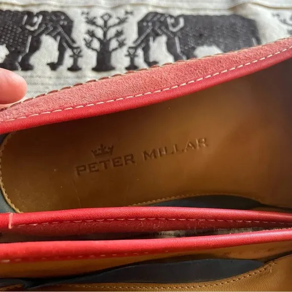Peter Millar Driving moccasins watermelon suede and leather 9