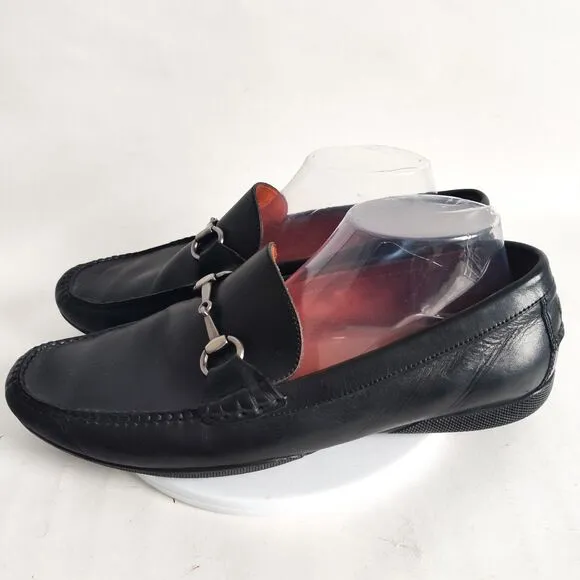Peter Millar Silver Bit Men's Horsebit Loafers Shoes Size 10 Leather Black