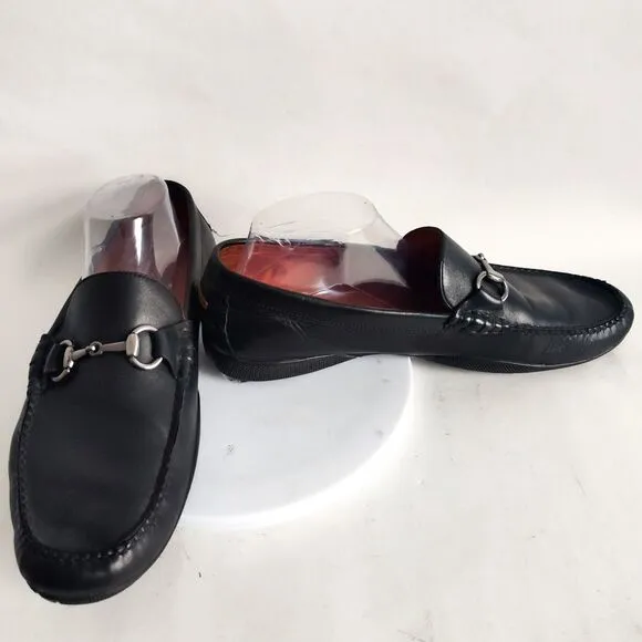 Peter Millar Silver Bit Men's Horsebit Loafers Shoes Size 10 Leather Black
