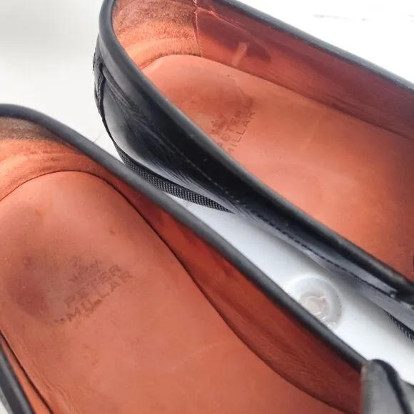 Peter Millar Silver Bit Men's Horsebit Loafers Shoes Size 10 Leather Black