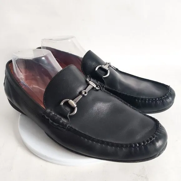 Peter Millar Silver Bit Men's Horsebit Loafers Shoes Size 10 Leather Black