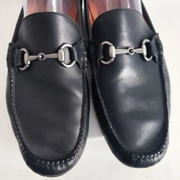 Peter Millar Silver Bit Men's Horsebit Loafers Shoes Size 10 Leather Black