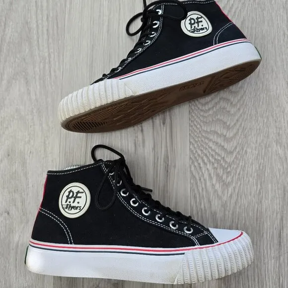P.F. Flyers | Center HI black canvas retro classic sneakers | WMS 7