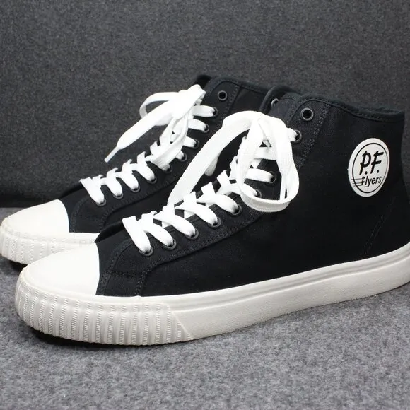 PF Flyers Center Hi High Top Shoes Sneakers, Black Green Soles, Men's Siz 12.5