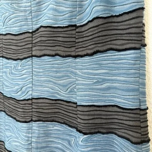 PIAZZA SEMPIONE Sleeveless Shift Dress Blue Black Textured Stripe Beaded Italy 8