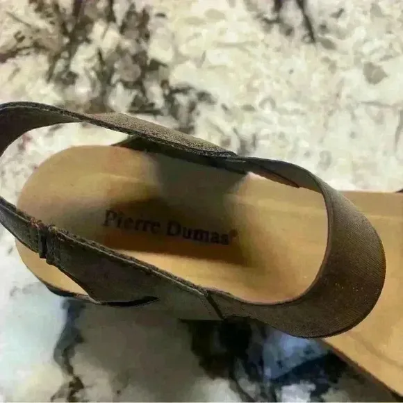 Pierre Dumas Chantel Leopard Cheetah Brown and Beige Wedges