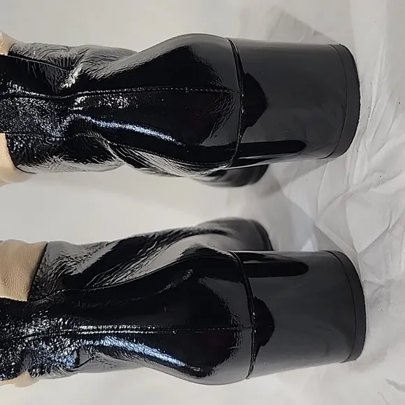 PIERRE HARDY Color Blocked Patent Leather Tall Pull-on Style Boots, Size 37