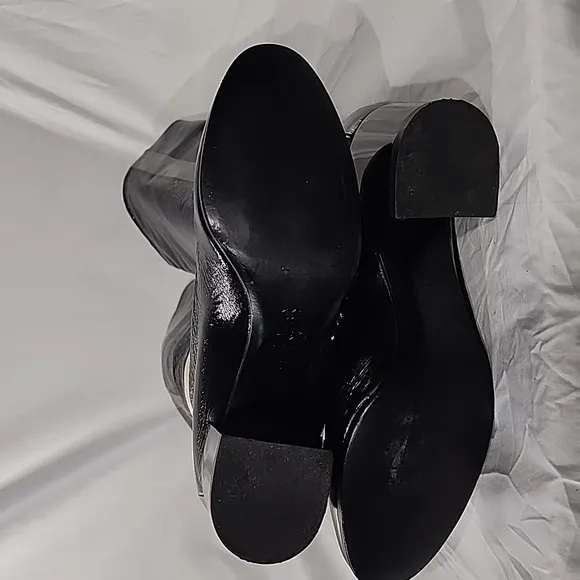PIERRE HARDY Color Blocked Patent Leather Tall Pull-on Style Boots, Size 37