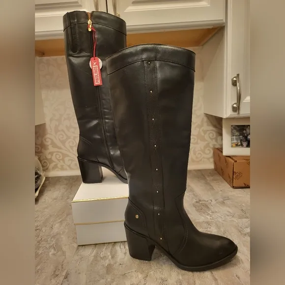 PIKOLINOS Black Heeled Boots Size 40