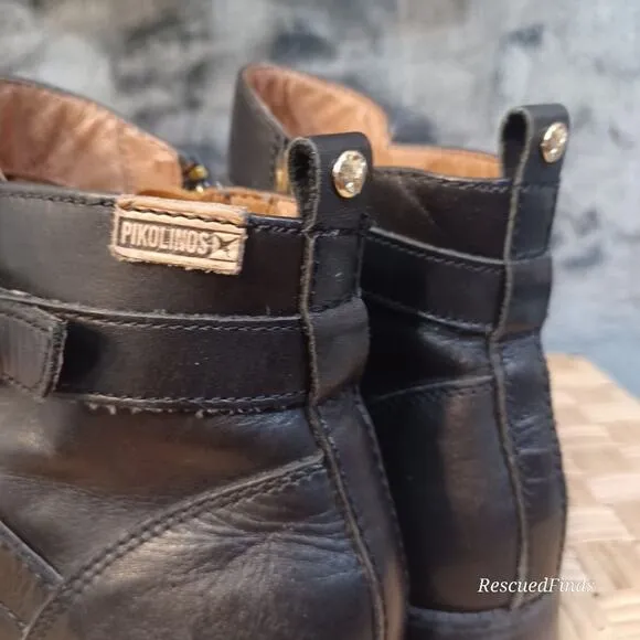 Pikolinos Black Loyal Flat ankle boots with side buckle &amp; zipper Women's  38