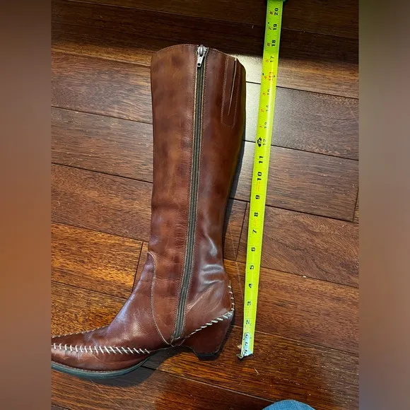 PIKOLINOS Tall Leather Heeled Boots Stitching Sleek Stitched Old Money Rich 36