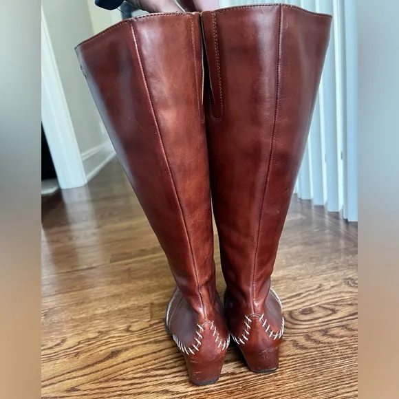 PIKOLINOS Tall Leather Heeled Boots Stitching Sleek Stitched Old Money Rich 36